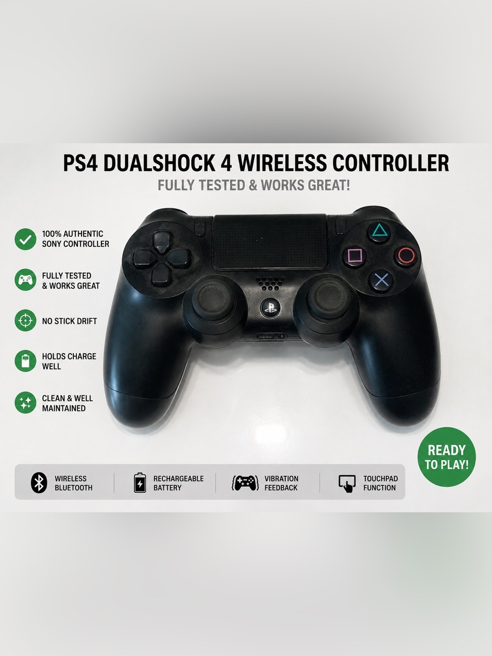 Sony PS4 Controller – Black – Excellent Working Condition